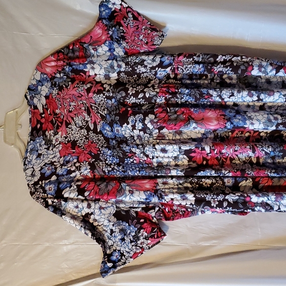 Ulla Popken Floral print Empire Dress short sleeve w/side pockets Stretchy 5X - Picture 5 of 12